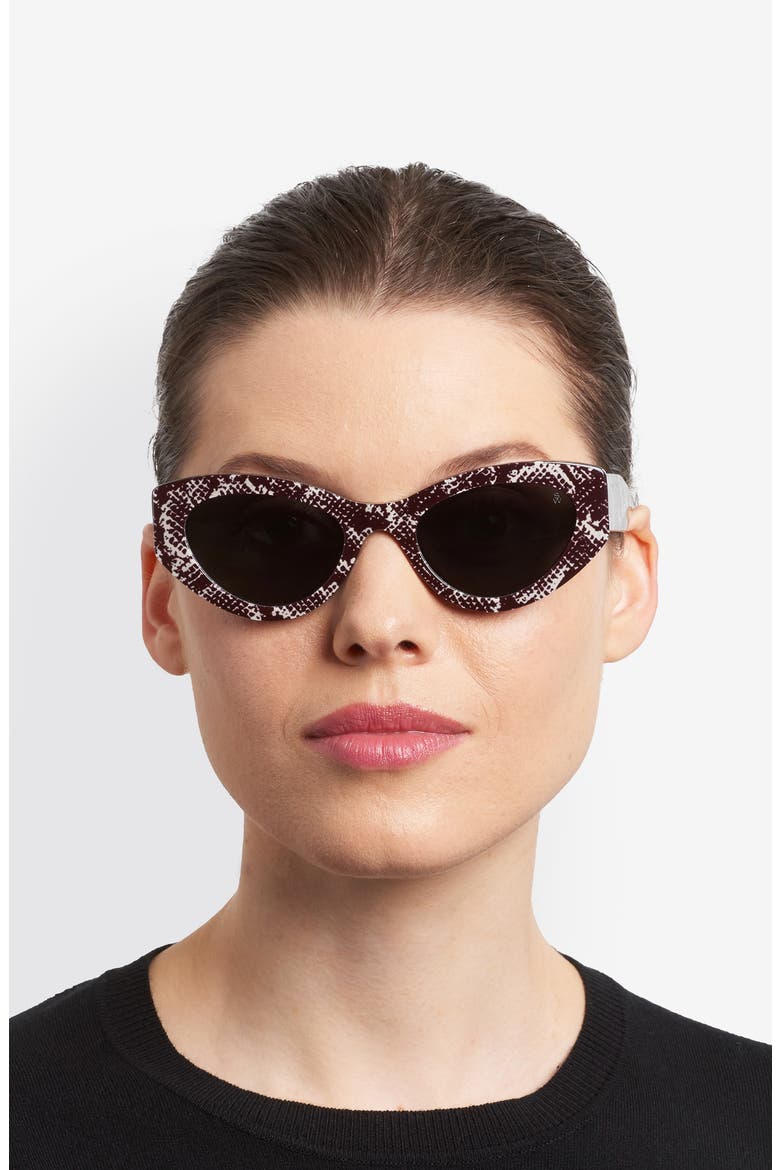52mm Cat Eye Sunglasses, Alternate, color, PATTERN BLACK WHITE/ GREY