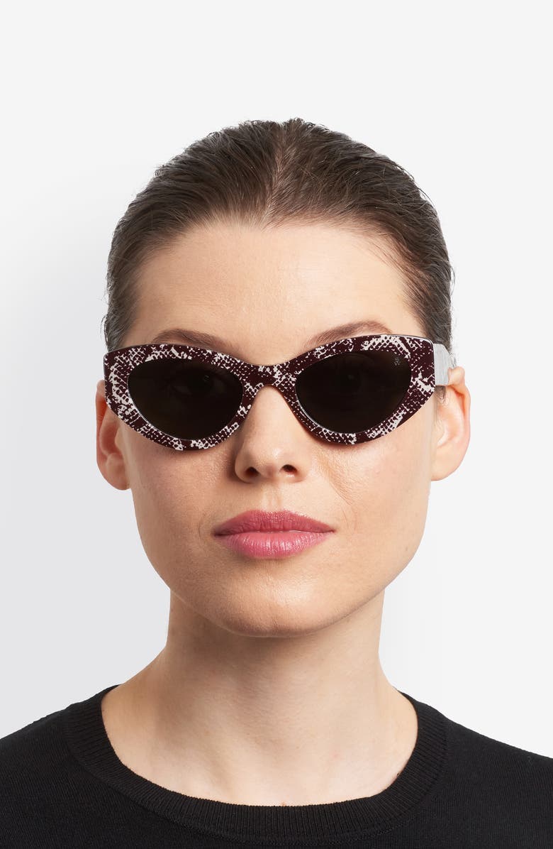 Stuart Weitzman 52mm Cat Eye Sunglasses, Alternate, color, Pattern Black White/ Grey