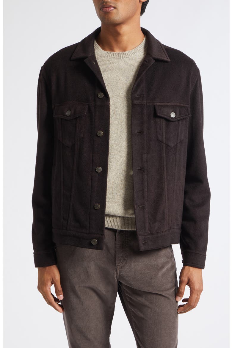 Cashmere Trucker Jacket, Main, color, BROWN