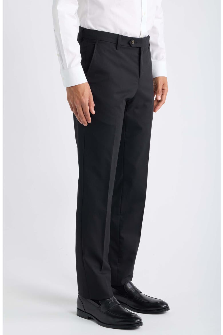 Flat Front Tropical Weight Stretch Wool Dress Pants, Alternate, color, BLACK