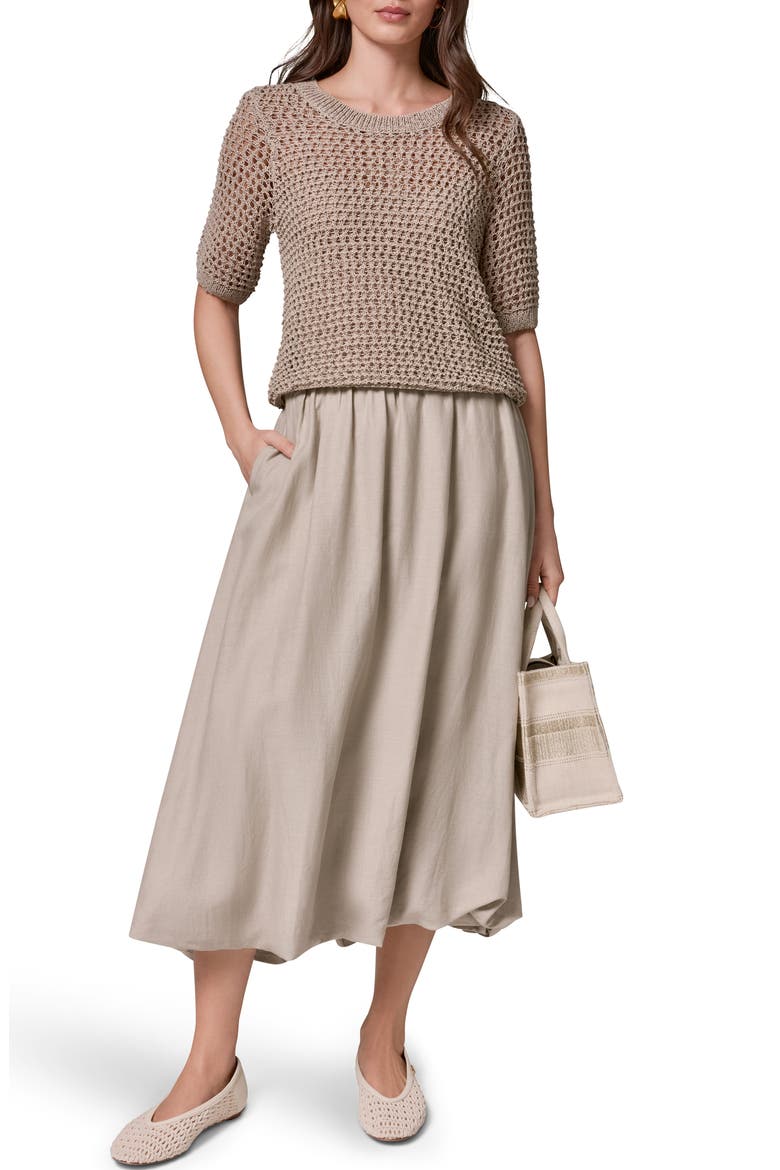 Open Knit Crewneck Sweater, Alternate, color, SANDSTONE
