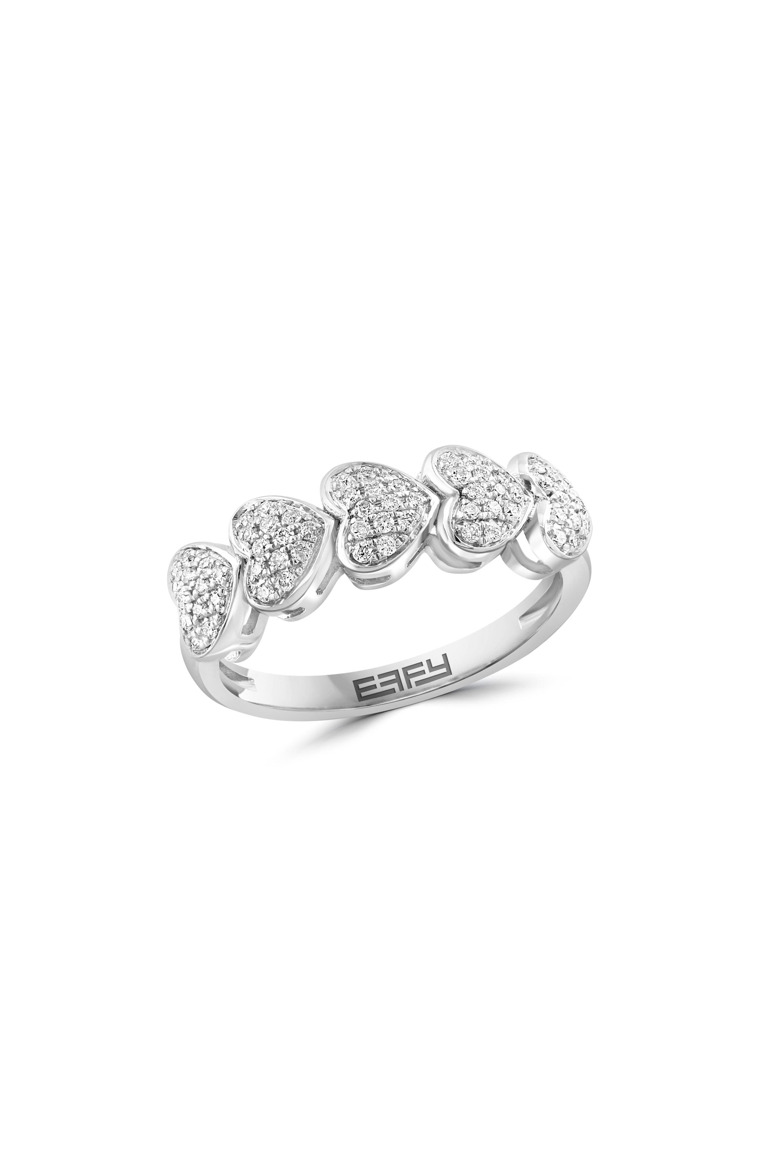 EFFY Sterling Silver Pavé Diamond Heart Ring - 0.25ct.