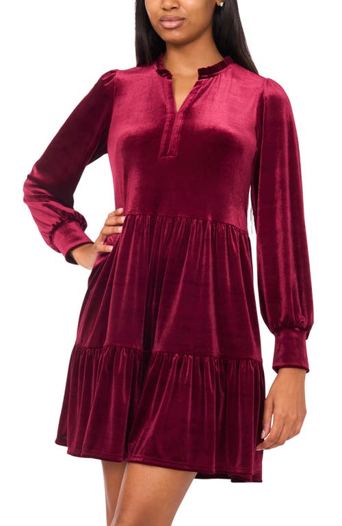 Halogen ® Velvet Long Sleeve Tiered Minidress In Red