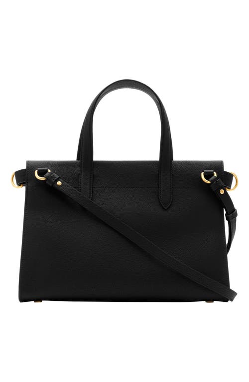 Burberry Mini Cotswold Grained Leather Top Handle Bag In Black
