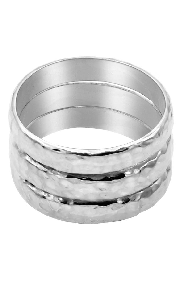 DEVATA Sterling Silver Bali Hammered Triple Band Ring, Alternate, color, 