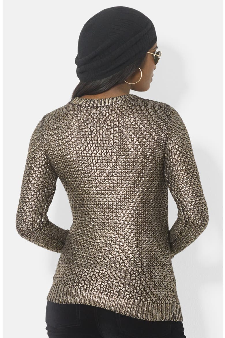Metallic Cable Knit Sweater, Alternate, color, IMPERIAL GOLD