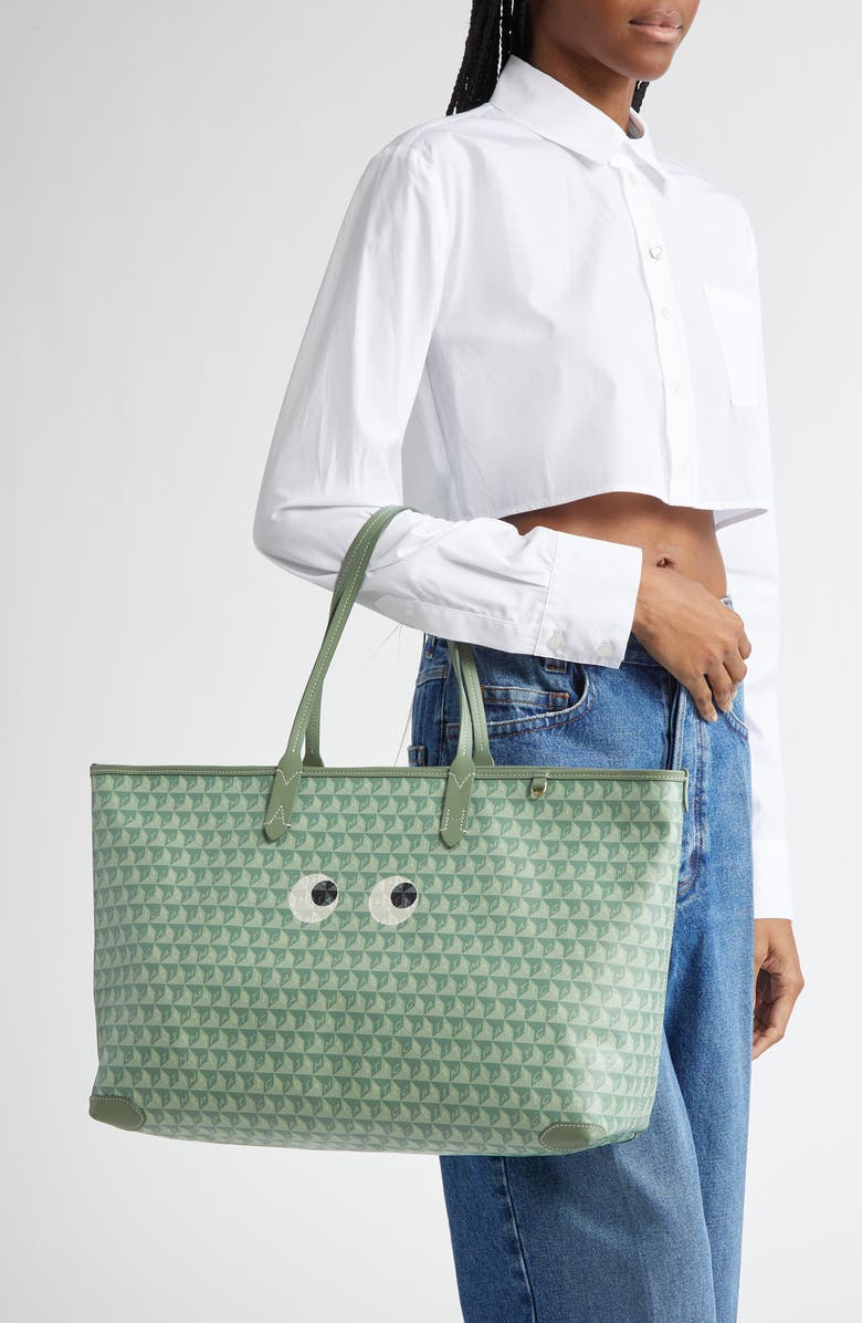 Anya Hindmarch I Am a Plastic Bag Wink Eyes Recycled Coated Canvas Tote, Alternate, color,