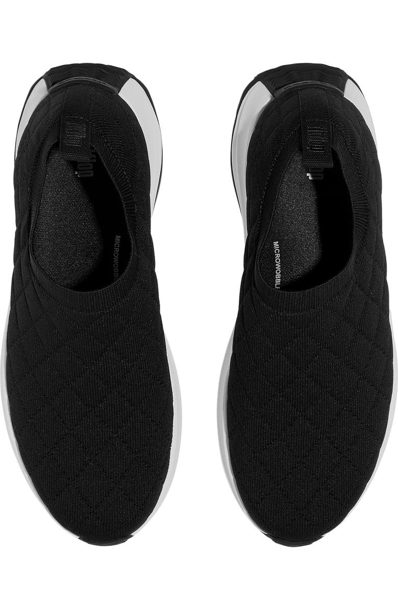 FitFlop F-Mode Flow Quilted Knit Sneaker, Alternate, color, Black