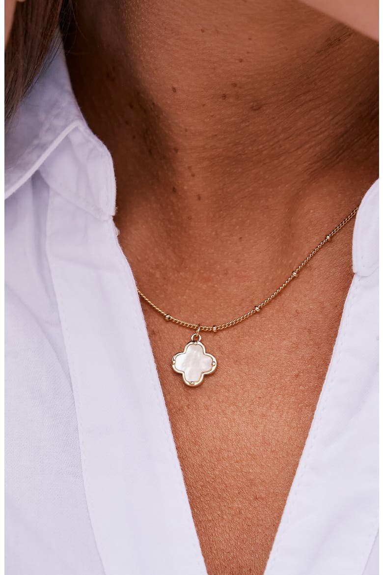 Chatham Clover Mother-of-Pearl Pendant Necklace, Alternate, color, GOLD