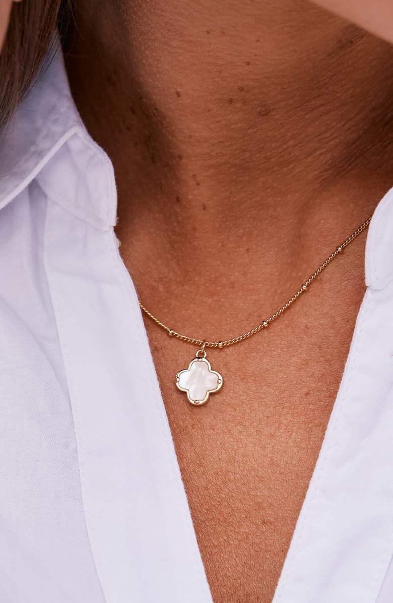 Brook and York Chatham Clover Mother-of-Pearl Pendant Necklace, Alternate, color, Gold