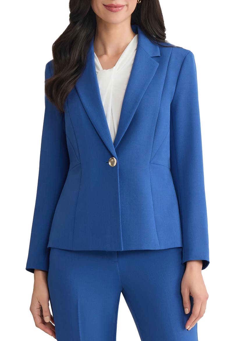 Stretch Crepe One-Button Blazer, Main, color, BLUE NIGHT