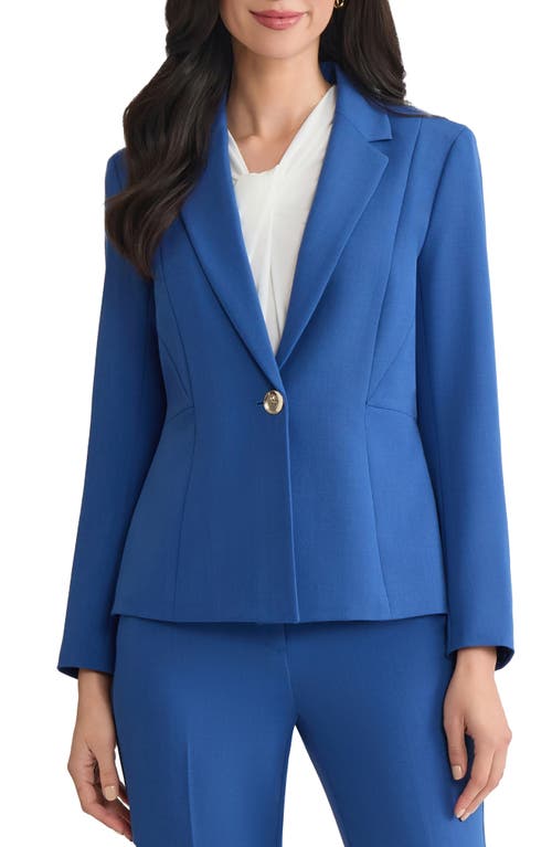 Kasper Stretch Crepe One-button Blazer In Blue