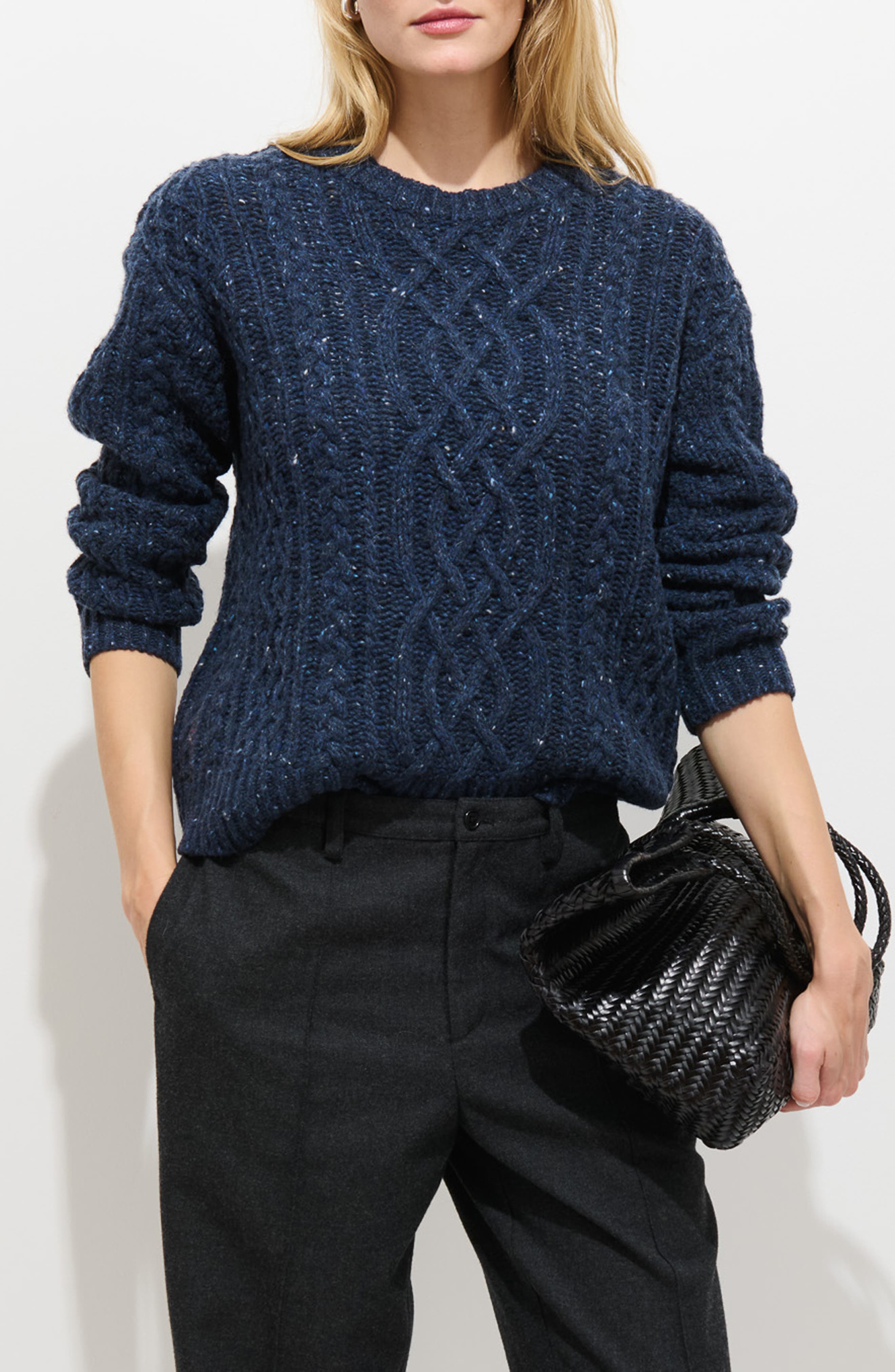 Madelyn Cable Knit Wool Blend Donegal Sweater - image 3