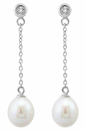 EFFY White Topaz & Freshwater Pearl Drop Earrings