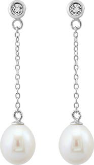 EFFY White Topaz & Freshwater Pearl Drop Earrings