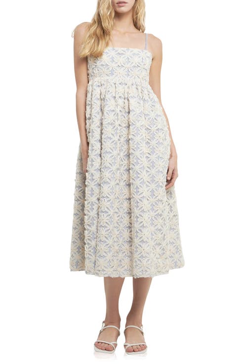 Embroidered Ribbon Empire Waist Dress