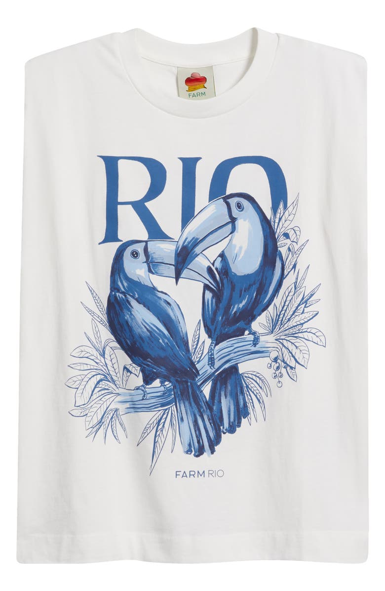 FARM Rio Toucan Rio Graphic Cap Sleeve Tank Top, Alternate, color, Off-White