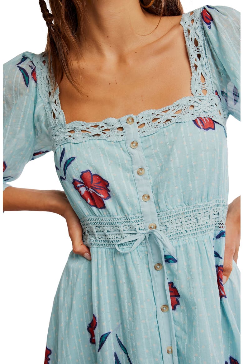 Morning Meadows Floral Lace Trim Maxi Dress, Alternate, color, PASTEL BLUE COMBO