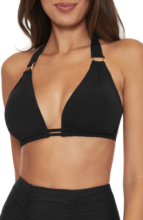 Becca Color Code D-cup Halter Bikini Top In Black