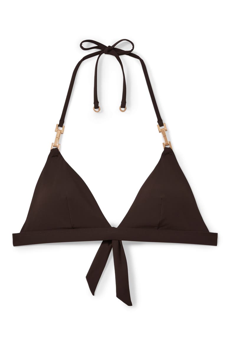 Riah Triangle Bikini Top, Alternate, color, CHOCOLATE