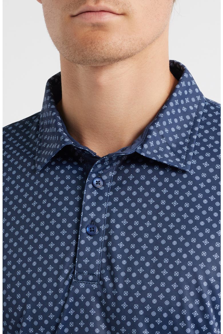 Hazelwood Modern Fit Foulard Print Performance Golf Polo, Alternate, color, NAVY