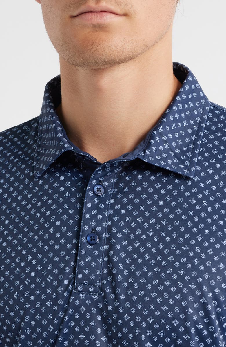Swannies Hazelwood Modern Fit Foulard Print Performance Golf Polo, Alternate, color, Navy