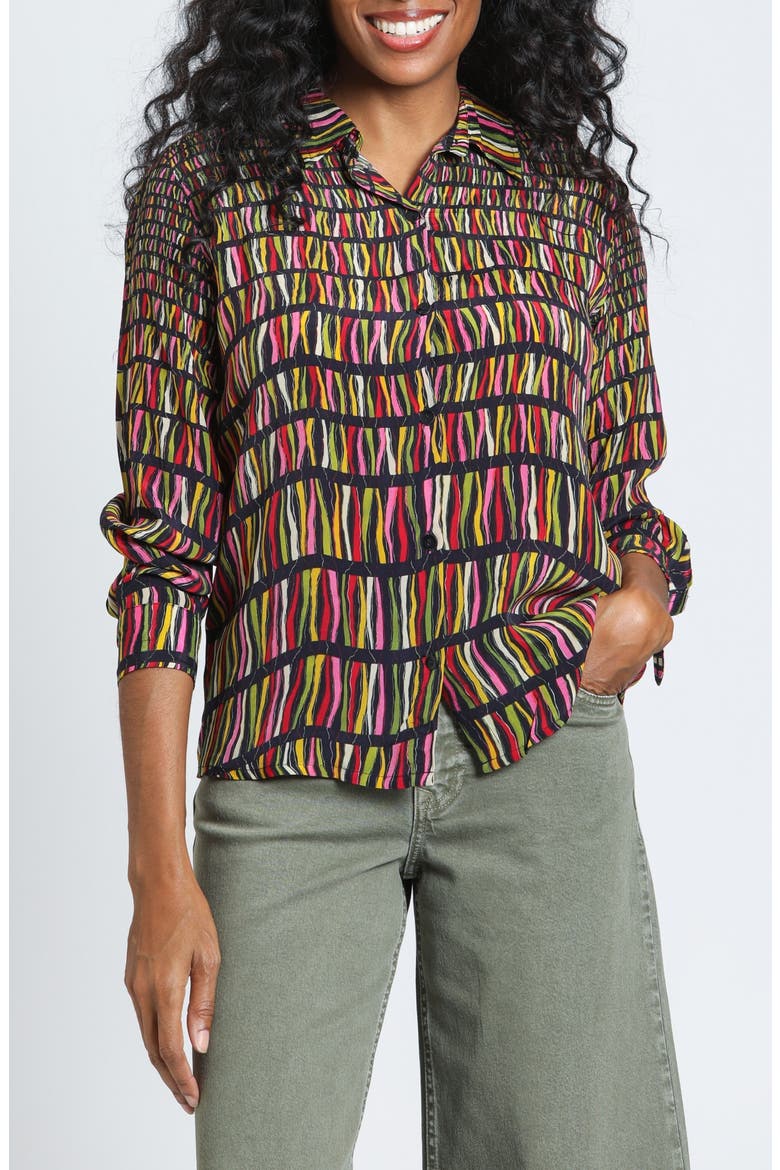 Print Roll Tab Sleeve Button-Up Shirt, Main, color, PRISM ONYX MULTI