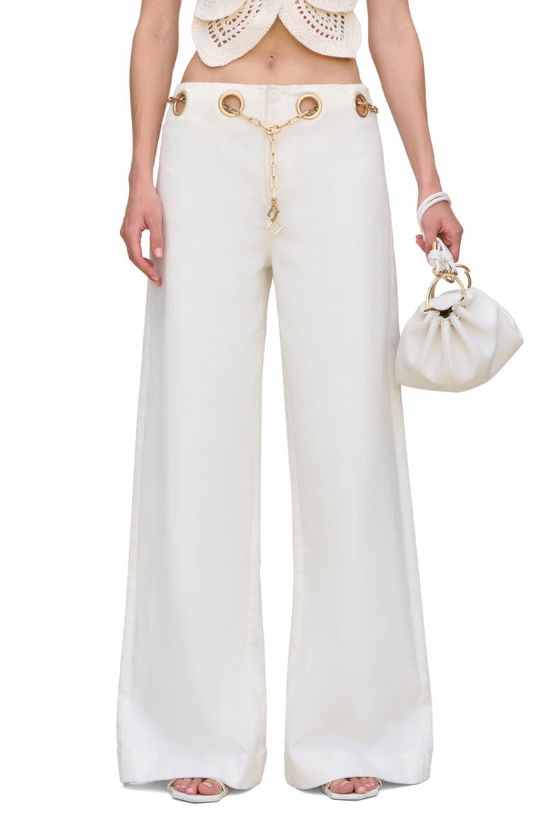 Sydney Belted Grommet Wide Leg Pants, Main, color, OFF WHITE