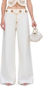 Cult Gaia Sydney Belted Grommet Wide Leg Pants