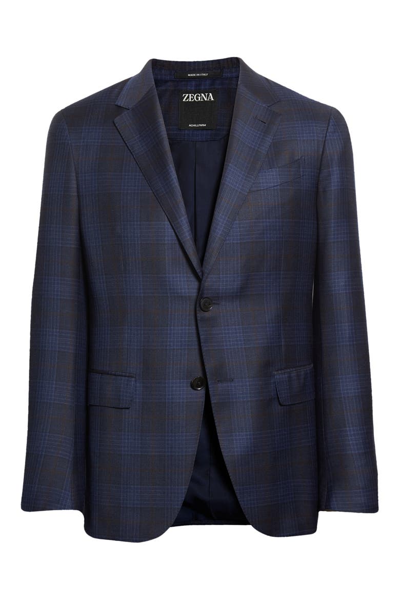 Milano Easy Plaid Wool Sport Coat, Alternate, color, NAVY