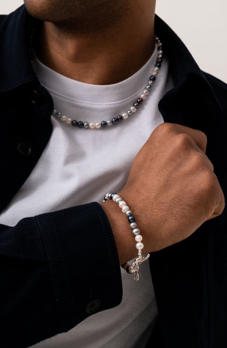 Dower & Hall Men's Mixed Freshwater Pearl Necklace, Alternate, color, Sterling Silver