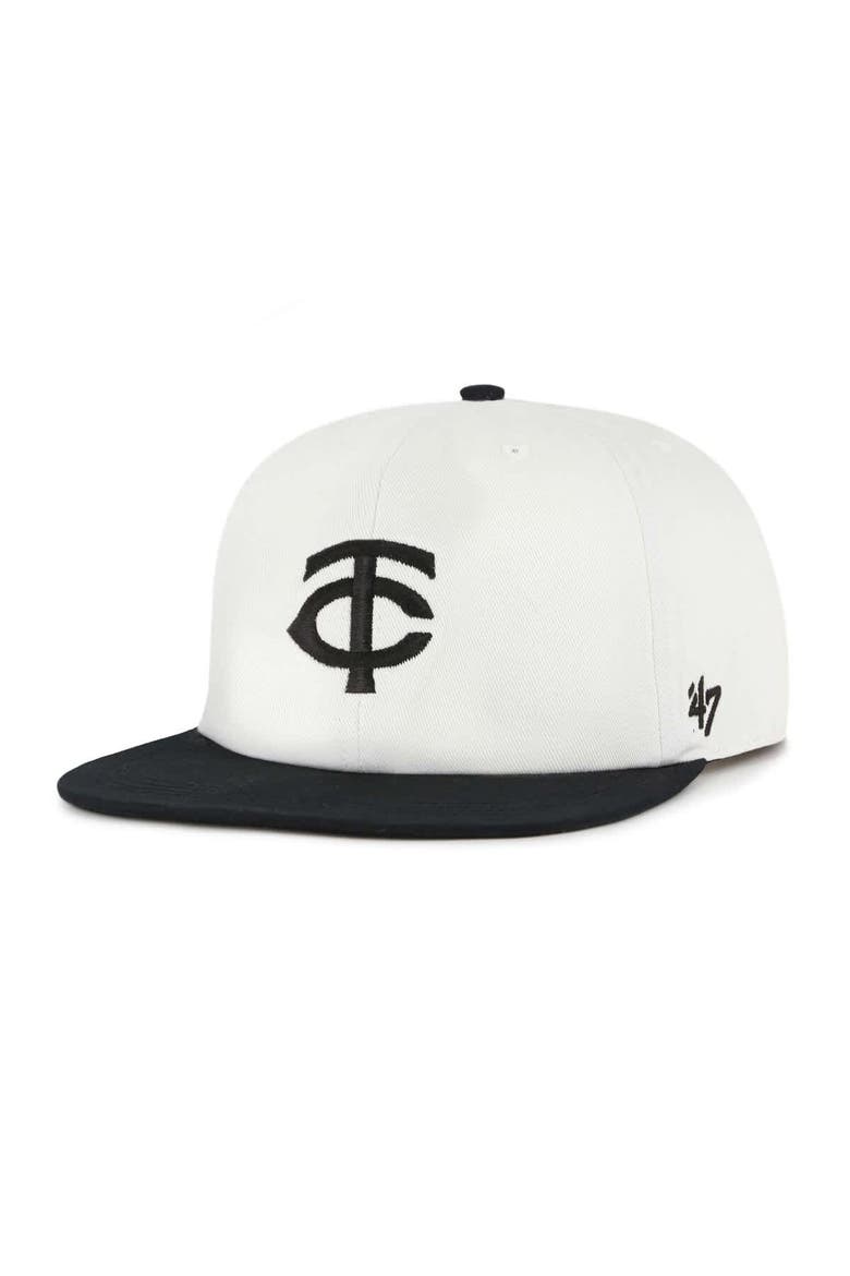 Men's '47 White/Black Minnesota Twins Foundation Captain Snapback Hat, Alternate, color, White