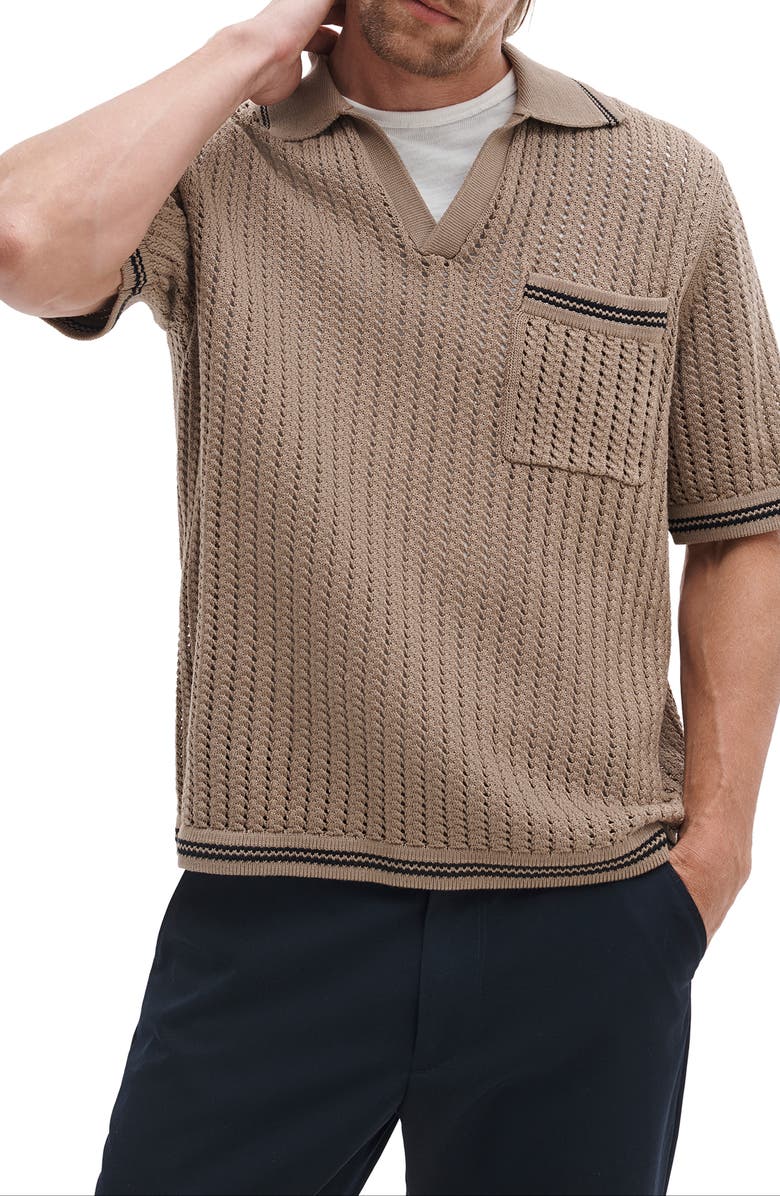 rag & bone Open Stitch Johnny Collar Polo, Main, color, Warm Grey