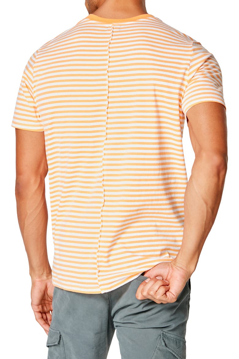 Slim Fit Stripe Razor V-Notch T-Shirt, Alternate, color, BLAZING ORANGE