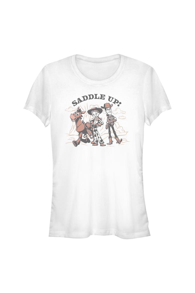 Junior's Toy Story 5 Saddle Up Western Friends  Graphic T-Shirt, Main, color, White