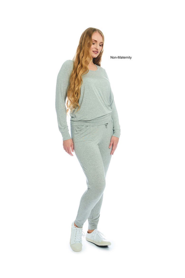 Whitney During & After 2-Piece Maternity/Nursing Top & Pant Set, Alternate, color, HEATHER GREY SOLID