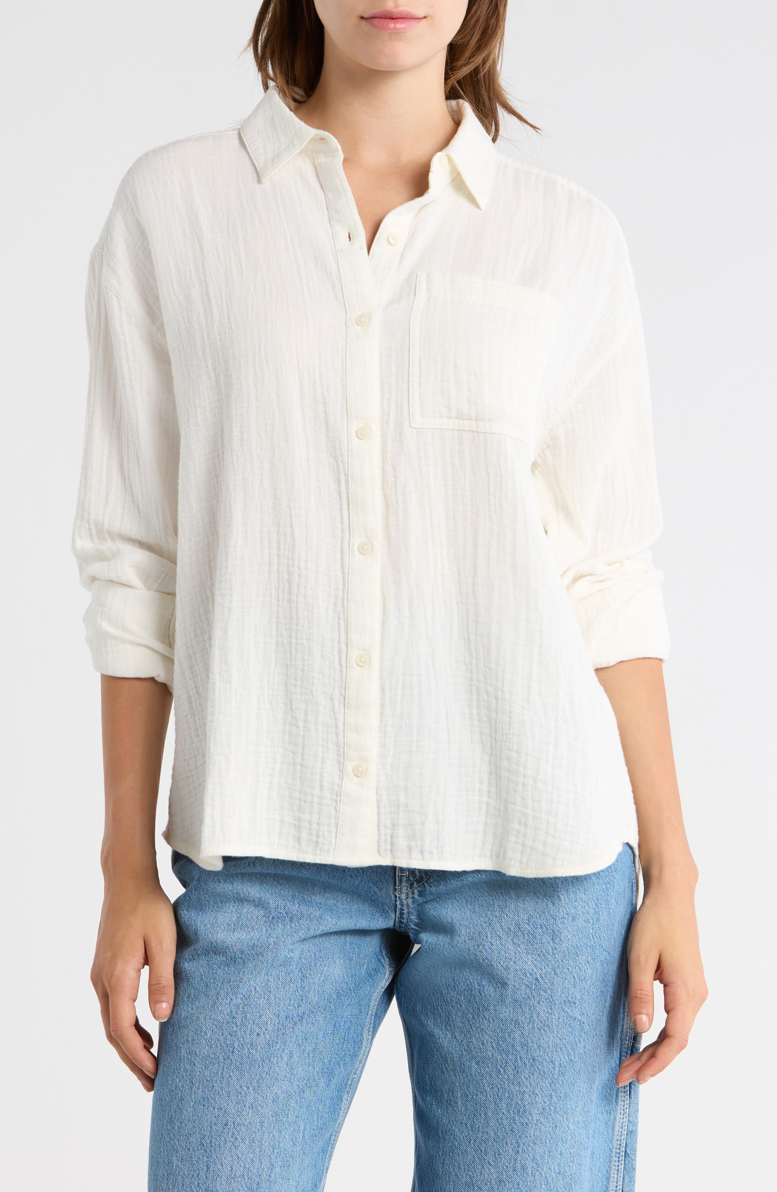 Relaxed Long Sleeve Cotton Gauze Shirt - image 5