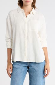 Abound Relaxed Long Sleeve Cotton Gauze Shirt
