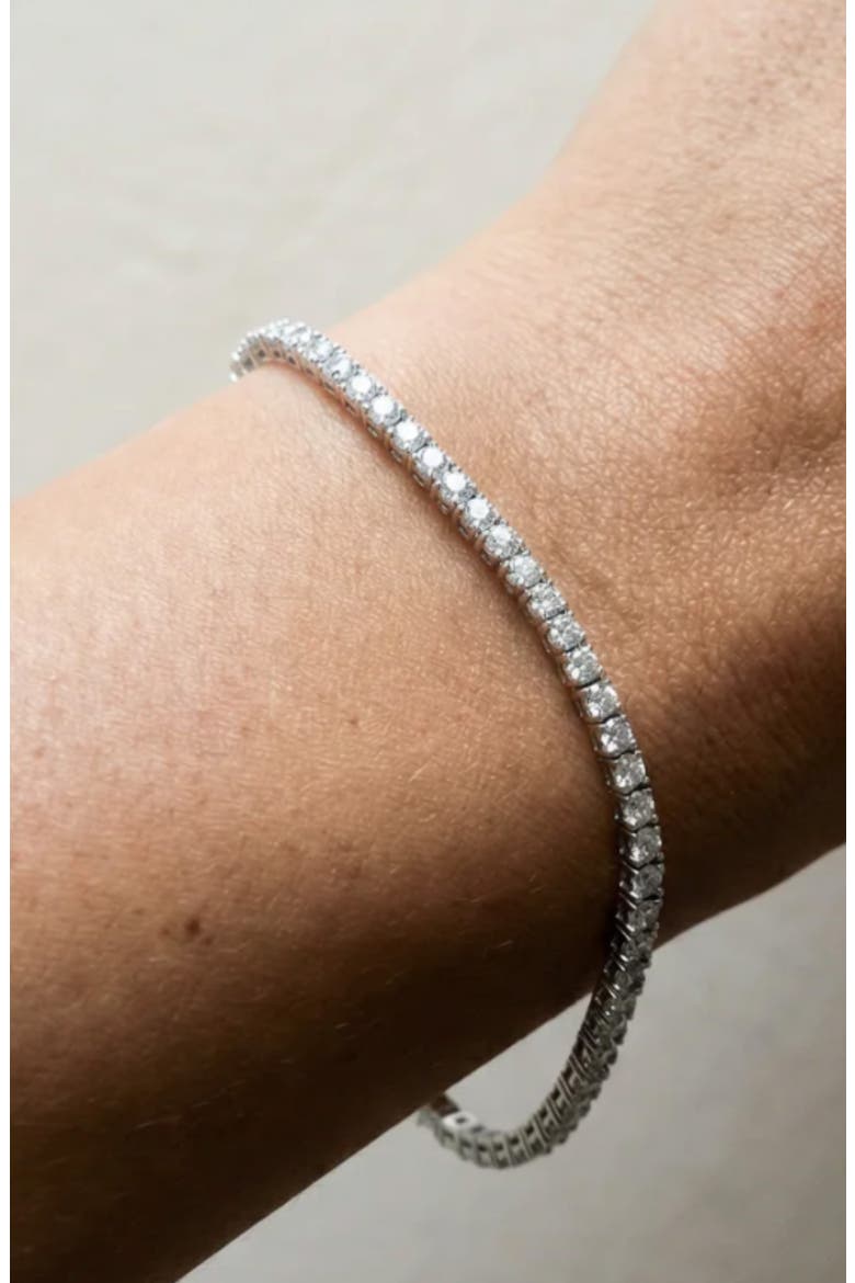 The Thin Essential Cubic Zirconia Tennis Bracelet, Alternate, color, SILVER