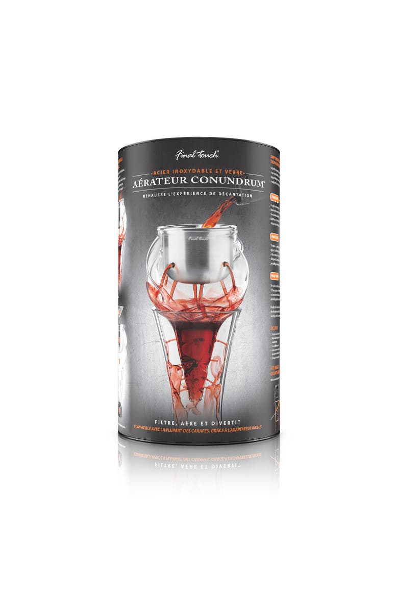 FINAL TOUCH Conundrum Stainless Steel Aerator For Wine Decanters, Alternate, color, Clear