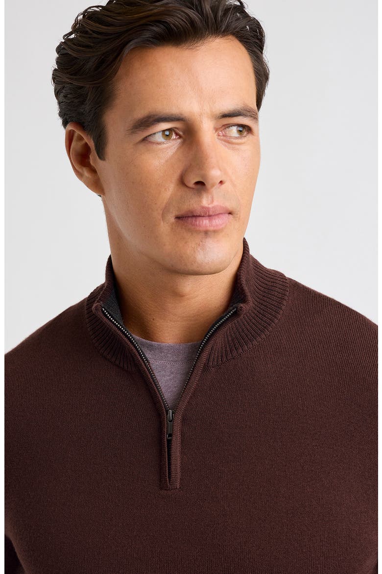 Merino Wool Quarter Zip Sweater, Alternate, color, LIGHT BROWN