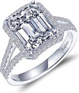 Lafonn Emerald Cut Simulated Diamond Halo Ring
