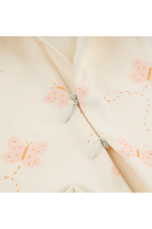 Oh Baby ! Mini Butterflies Pink Footie In Milk