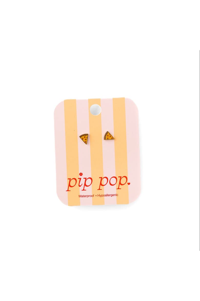 Girls' Pizza Flatback Stud Hypoallergenic Earrings, Alternate, color, Yellow