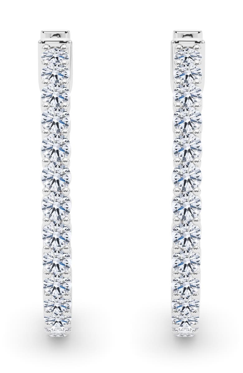 HauteCarat Lab Grown Diamond & Birthstone Inside Out Hoop Earrings, Alternate, color, 18K White Gold