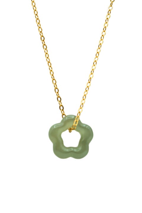 Plum blossom Green jade pendant necklace