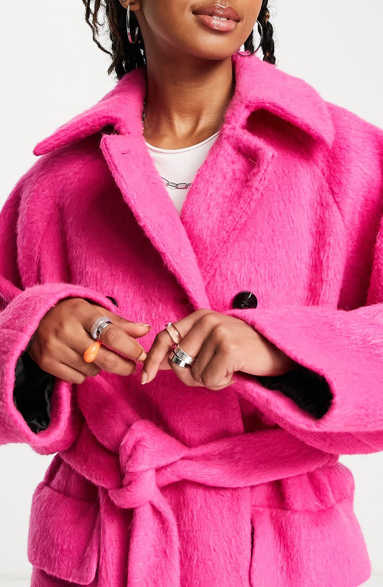 Topshop Double Breasted Tie Waist Trench Coat, Alternate, color,