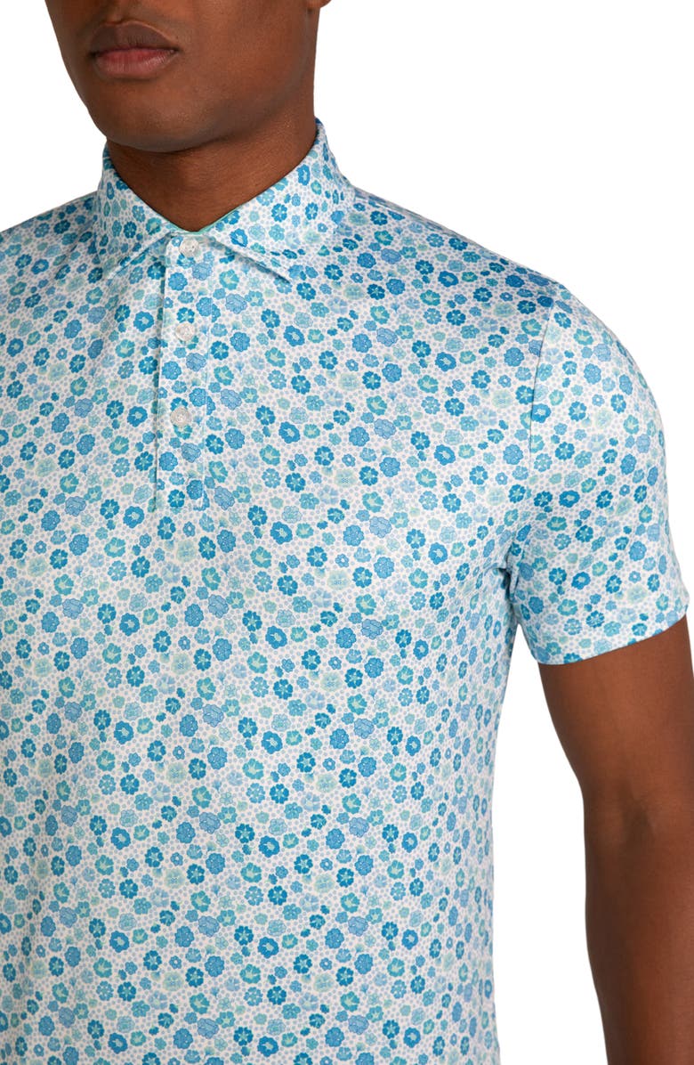 Redvanly Beech Floral Performance Polo, Alternate, color, Malibu Blue