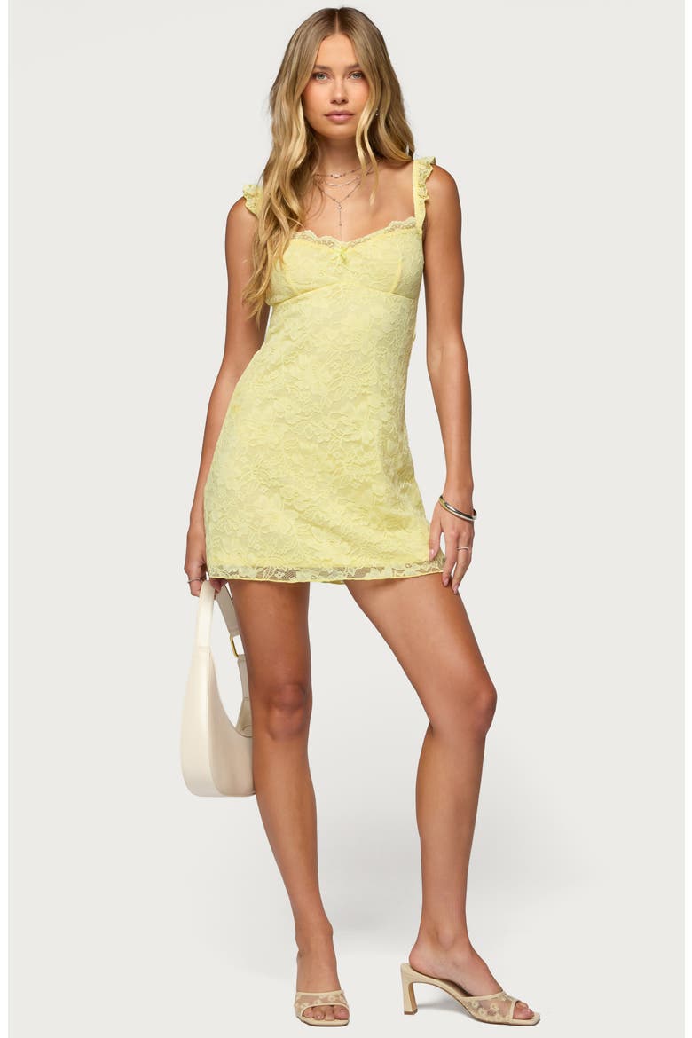 Stephanie Lace Minidress, Alternate, color, YELLOW