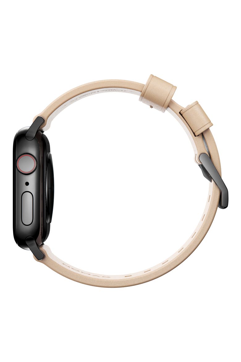 Modern Leather Apple Watch® Strap, Alternate, color, BLACK/ NATURAL